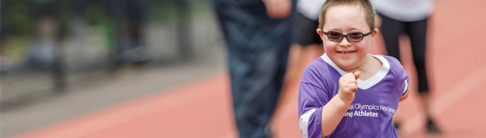 Young athlete running in race