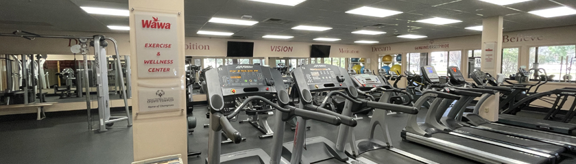 a gym with exercise equipment